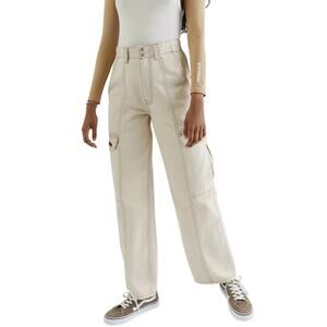 BDG Urban Outfitters Relaxed Skate Cargo Jeans Cotton High Rise Ecru Cream
